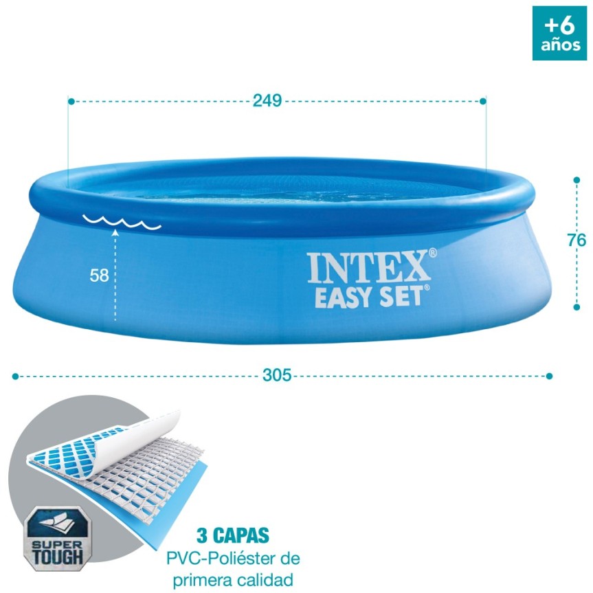¡Fácil de instalar y vaciar! Piscinas hinchables Intex Easy Set para disfrutar del verano en tu jardín. ¡Diversión sin complicaciones!