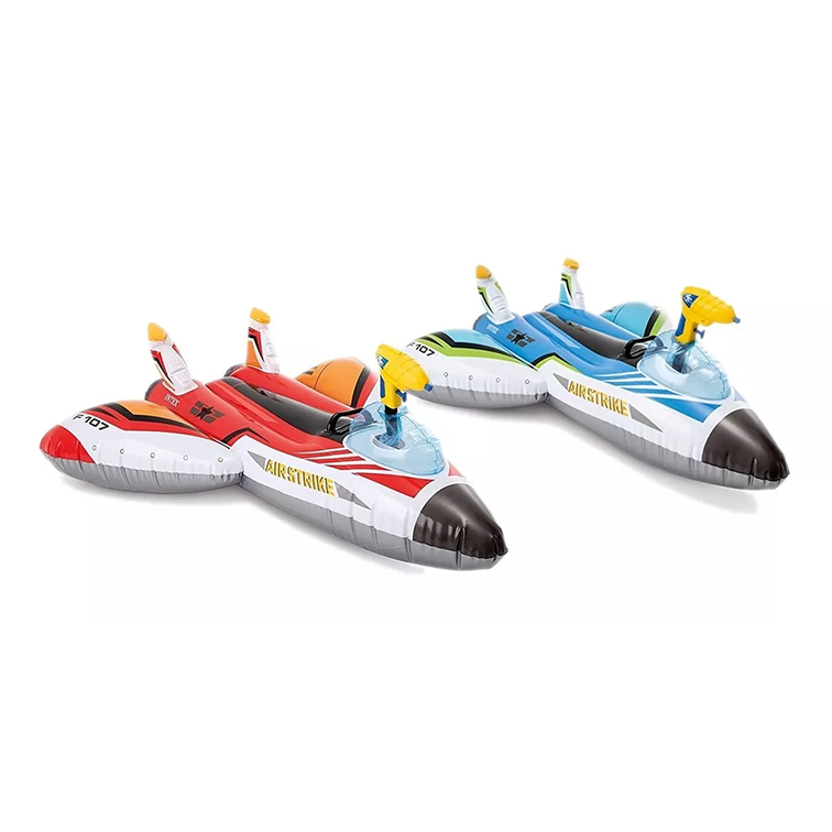 ¡A volar hacia la diversión! ️ Flotador inflable con forma de avión y pistola de agua. ¡Prepárate para un verano lleno de acción en la piscina!