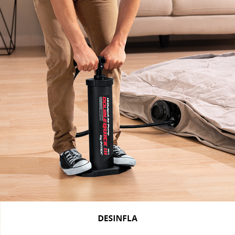 ¡Infla todo tipo de inflables! Bomba manual Intex con 4 boquillas adaptables y doble acción. Ideal para colchones, botes y más.