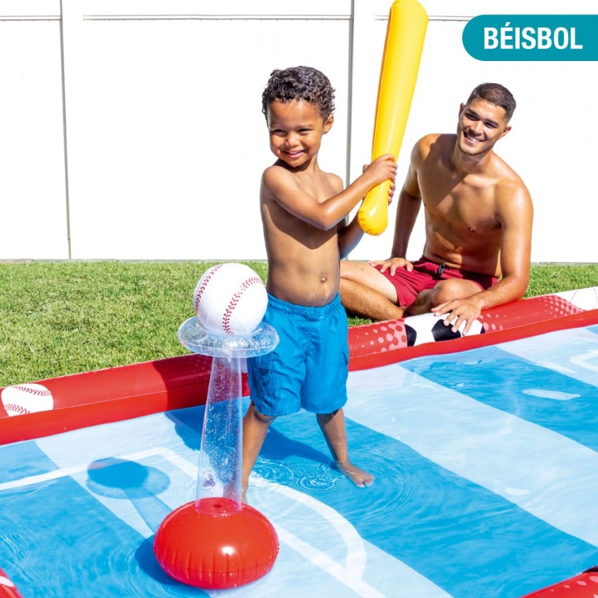 Asegura la diversión de tus hijos con nuestro centro de juegos hinchable Intex. Diseñado con materiales resistentes y seguros, es perfecto para jugar en el jardín o en la piscina.