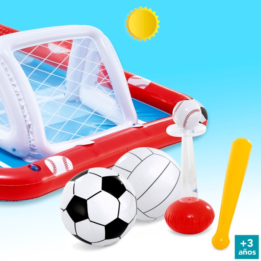Más que un simple juguete, es un centro de actividades. Con accesorios para fútbol, voleibol y béisbol, tus hijos podrán disfrutar de horas de diversión.