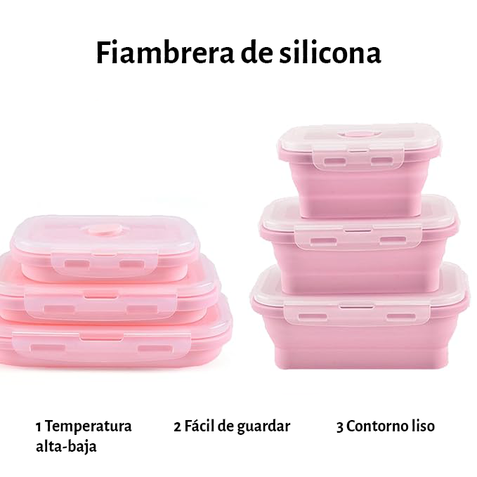 Tupper de silicona plegable x 3