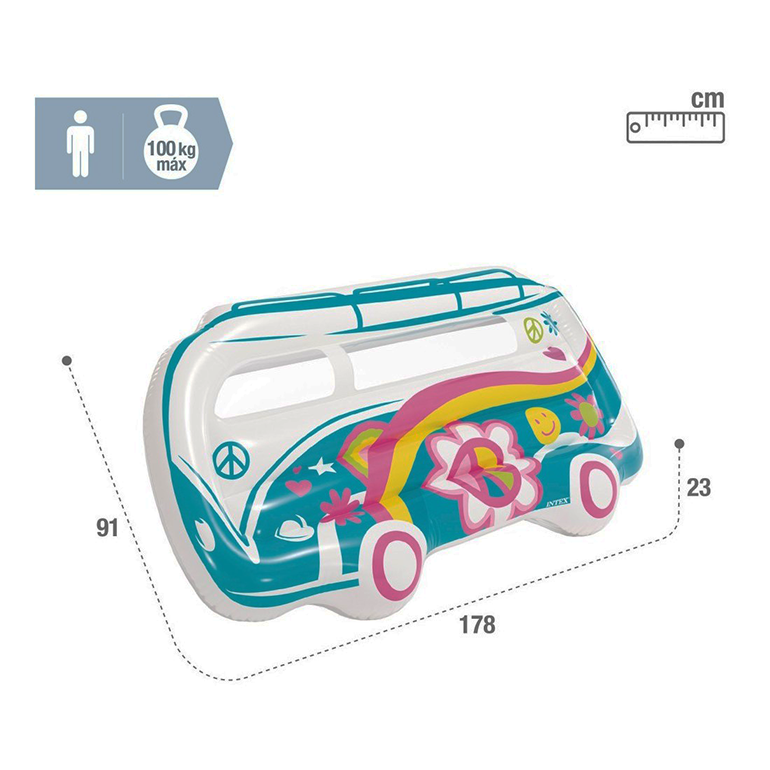 ¡Único y divertido! Flotador inflable con forma de furgoneta. ¡Destaca en la piscina este verano!