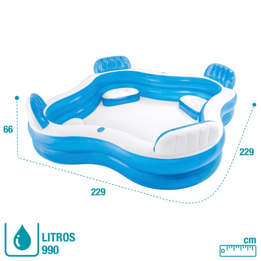 Piscina Inflable familiar, con asientos y portabebidas - Intex 56475