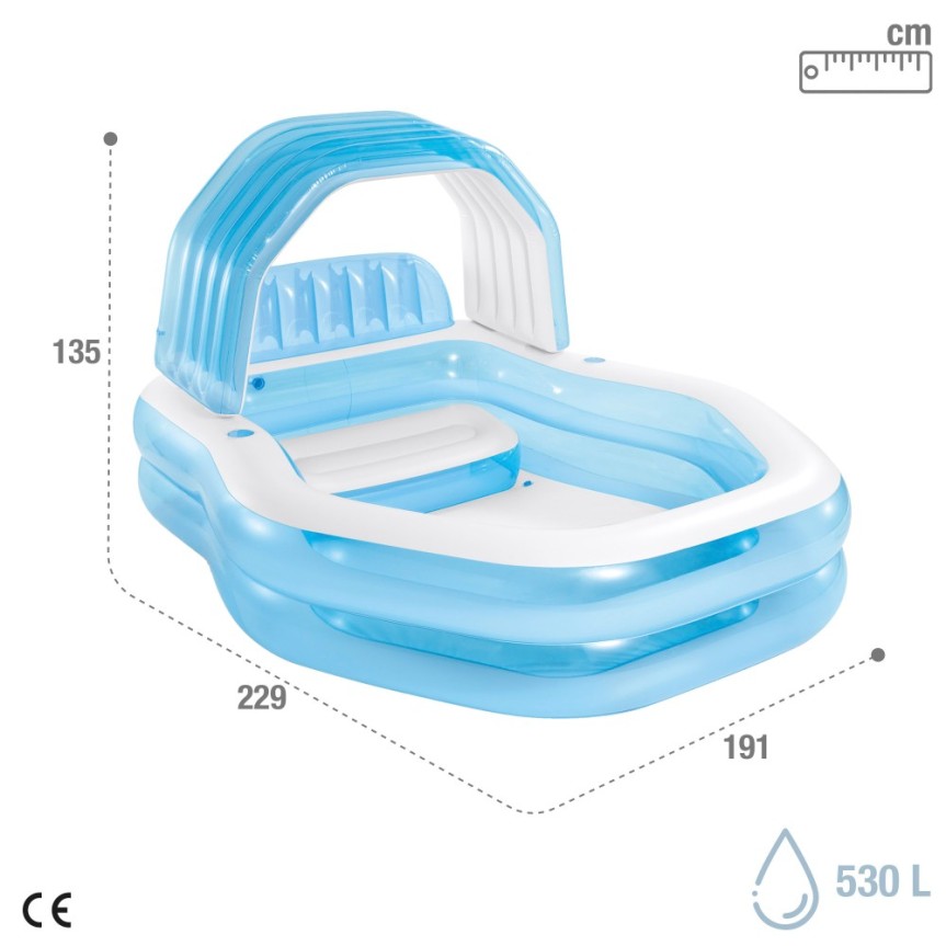 ¡Piscina hinchable infantil Intex de alta calidad! Con toldo, sillón y portabebidas. ¡Disfruta del verano con seguridad y comodidad!