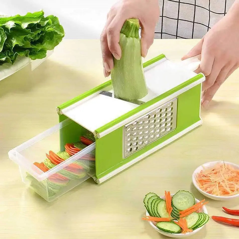Rallador de Verduras Multifunción 5 en 1 – Cortar, Pelar y Rallar Verduras y Frutas