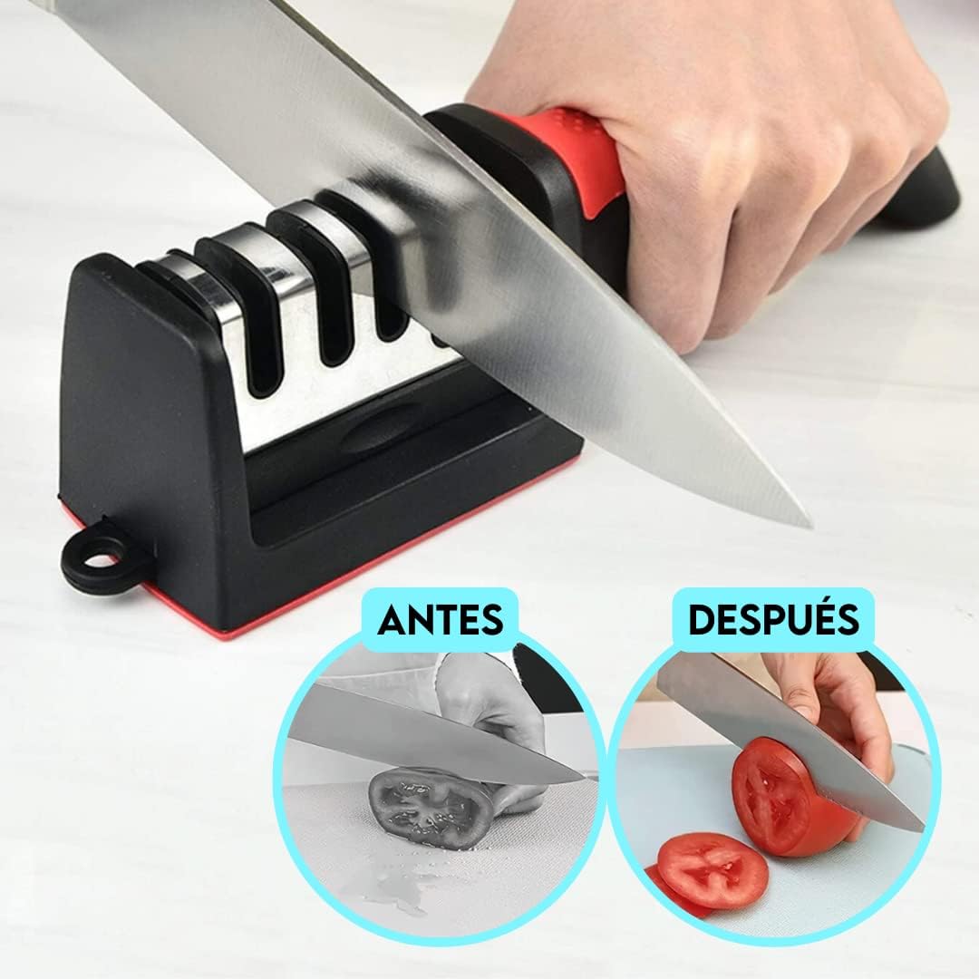 Afilador de cuchillo, rápido profesional de 3 etapas