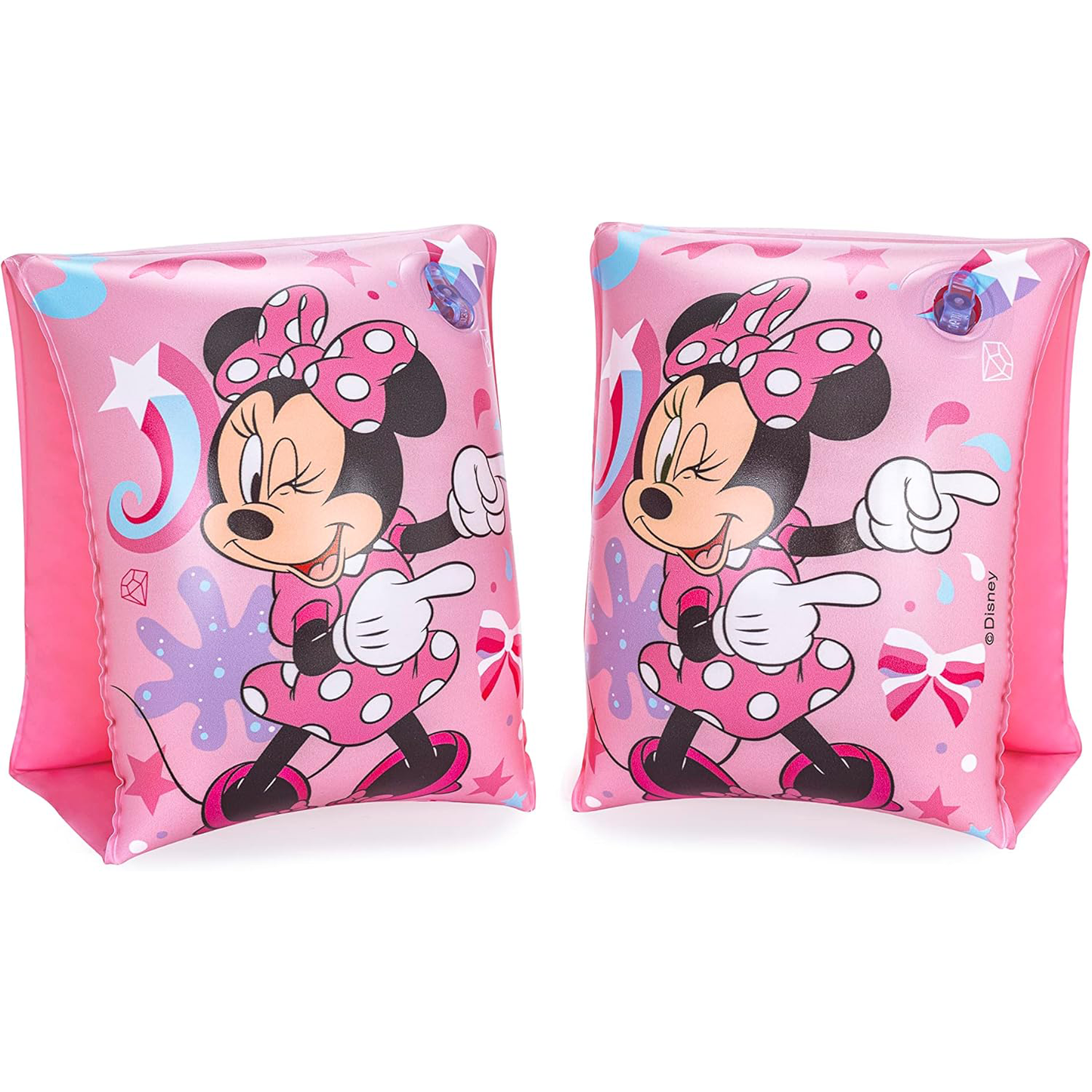 Brazaletes inflables Minnie Mouse: ¡Diversión segura en el agua! Ideales para niños de 18 a 60 kg. Protección UV y doble cámara.