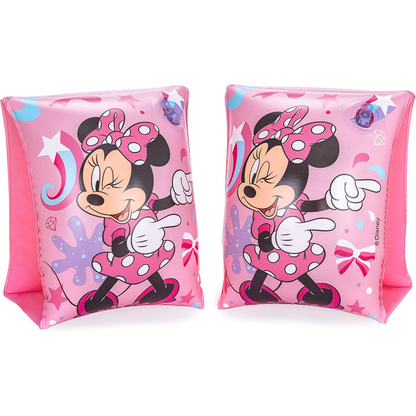 Brazaletes inflables Minnie Mouse: ¡Diversión segura en el agua! Ideales para niños de 18 a 60 kg. Protección UV y doble cámara.