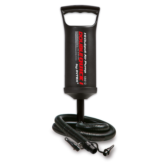 ¡Infla todo tipo de inflables fácilmente! Bomba manual Intex Double Quick con doble acción y 3 boquillas. Ideal para colchones, piscinas y más.