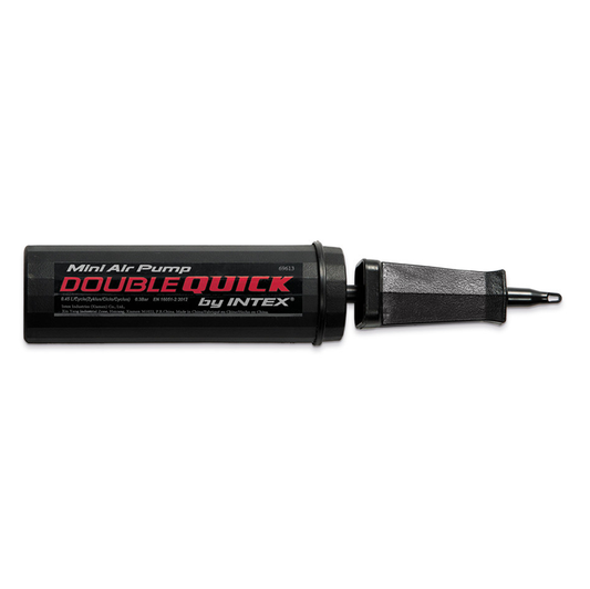 ¡Infla en cualquier lugar! Minibomba manual doble acción, sin enchufes, inflado rápido y eficiente. Ideal para viajes y aventuras.
