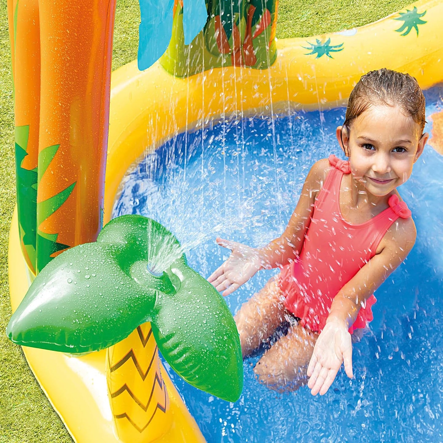 ¡Diversión acuática asegurada! Centro de juegos hinchable con piscina y tobogán. Perfecto para el jardín.