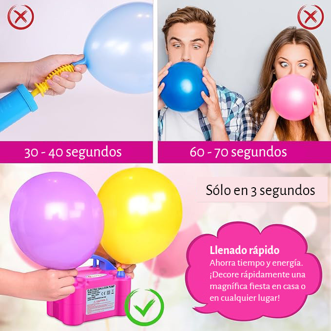 Inflador de globos eléctrico para fiestas, doble boquilla