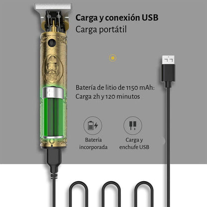 Recortadora profesional con Cuchillas en T Afiladas y Puerto USB Tipo C