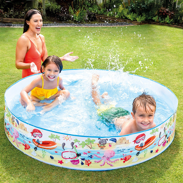 ¡Lleva la diversión a tu jardín! Piscina infantil Intex Snapset Playa, segura y fácil de guardar. ¡Ideal para niños a partir de 3 años!