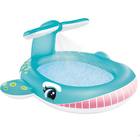 ¡Chapuzones divertidos con la piscina ballena Intex! Rociador incorporado para refrescar a los niños. ¡El verano más divertido y fresquito!