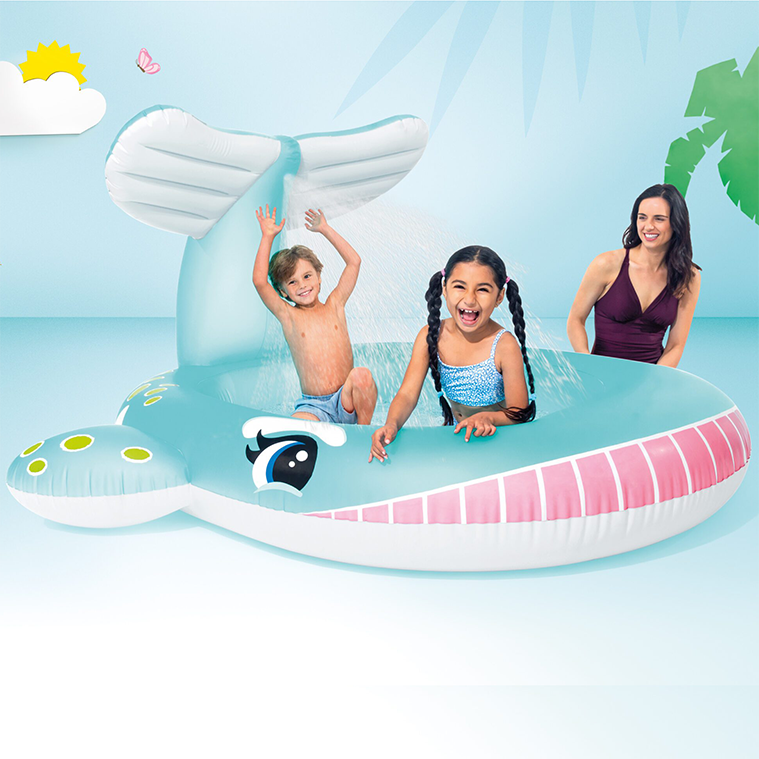 ¡Piscina hinchable Intex de alta calidad para niños! Diseño de ballena con rociador. ¡Disfruta del verano con seguridad y diversión!