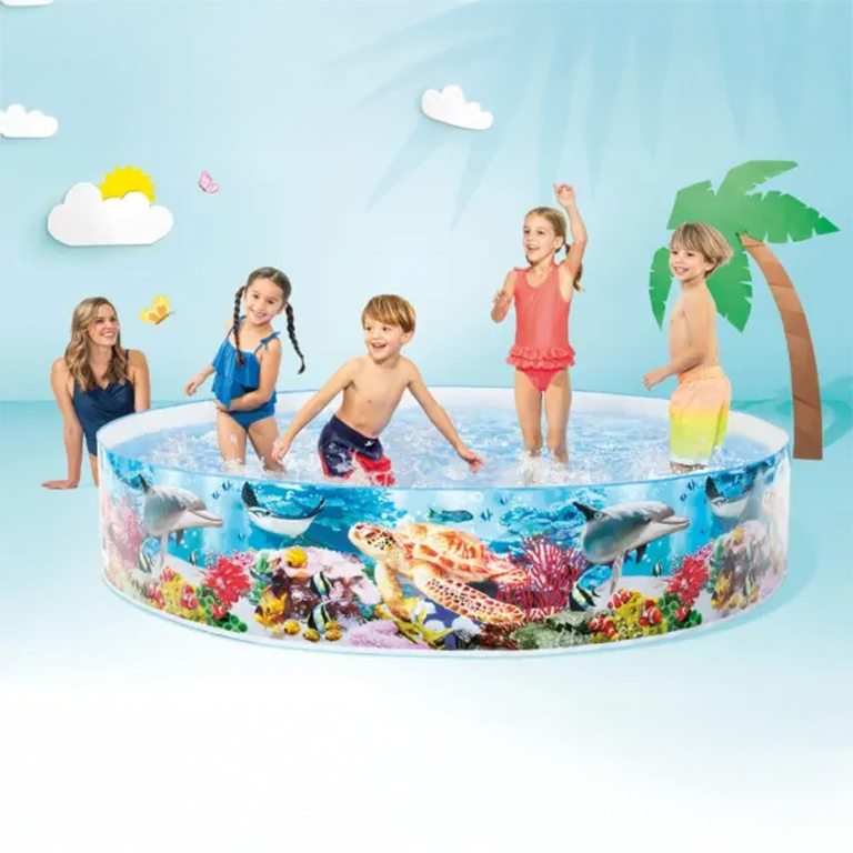 ¡Lleva la diversión a cualquier parte! Piscina infantil Intex SnapSet™, ligera y segura para niños a partir de 3 años. ¡Perfecta para el patio!