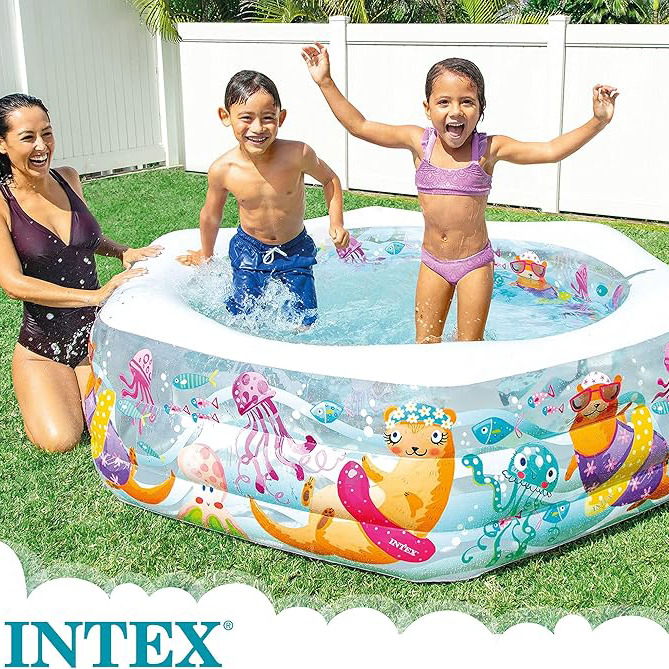 Piscina hexagonal infantil con diseño marino - INTEX 56493 - 191 x 178 x 61 cm