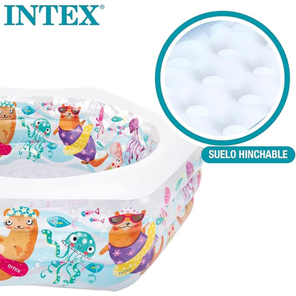 Piscina hexagonal infantil con diseño marino - INTEX 56493 - 191 x 178 x 61 cm