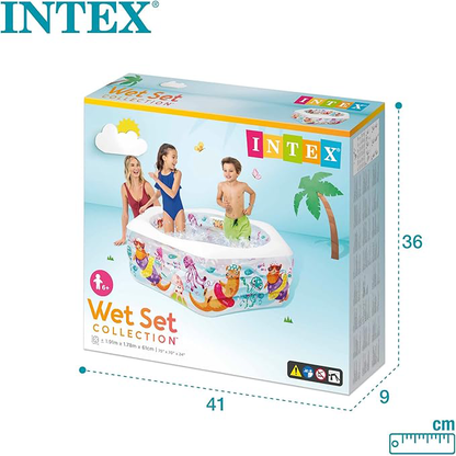 Piscina hexagonal infantil con diseño marino - INTEX 56493 - 191 x 178 x 61 cm