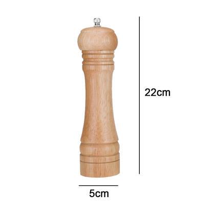 Molinillo de madera  para sal y pimienta, condimentos, especias, con cuchilla de acero inoxidable,  con ajuste de grosor